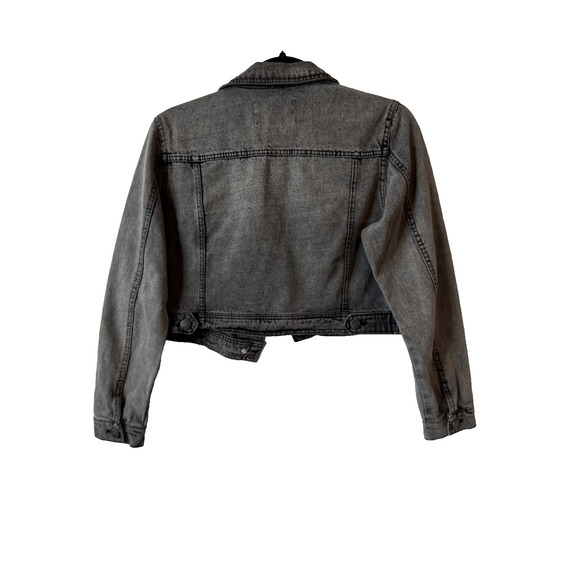 Ashley Vintage Charm Womens S Whimsigoth Black Distressed Denim Cropped Jacket - Picture 2 of 8